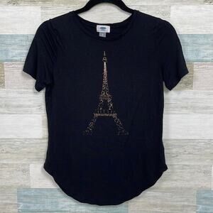 OLD NAVY Eiffel Tower Graphic Tee Black Womens XS